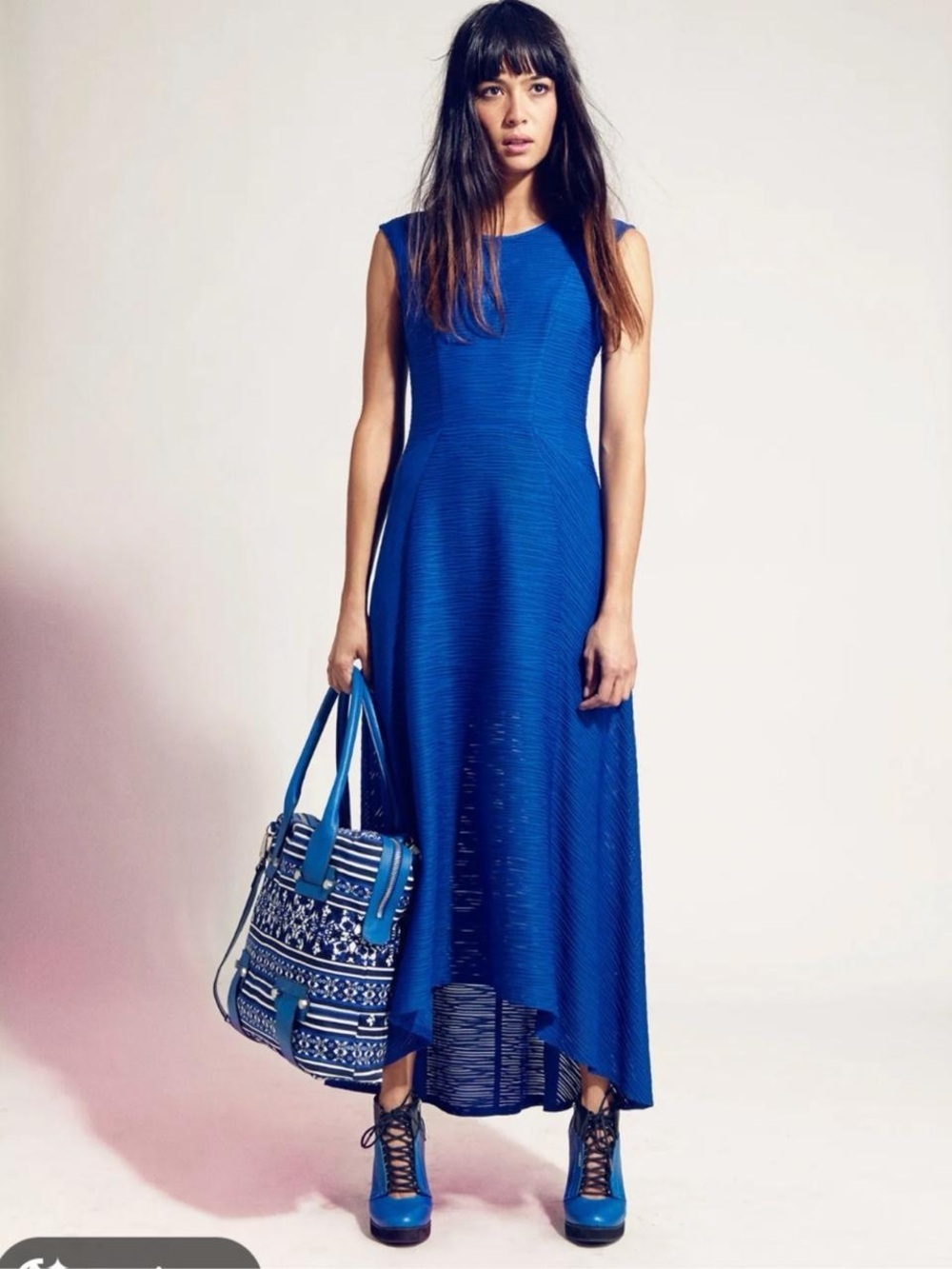 NWT Nanette Lepore resort fashion show blue sleeveless midi dress Size 4 / comes
